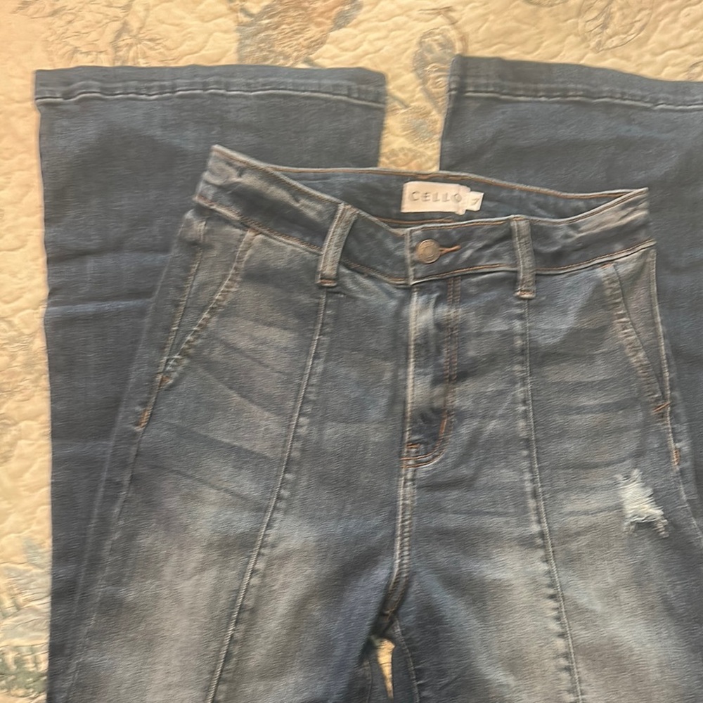 Cello Blue Flare Wide Leg Jeans High-Rise